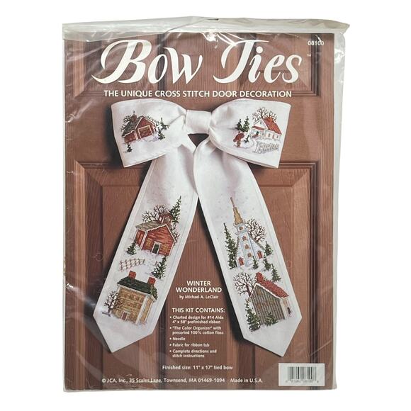 Cross Stitch "BOW TIES" Door Decoration Kit 11" x 17" Made in USA - Picture 1 of 5